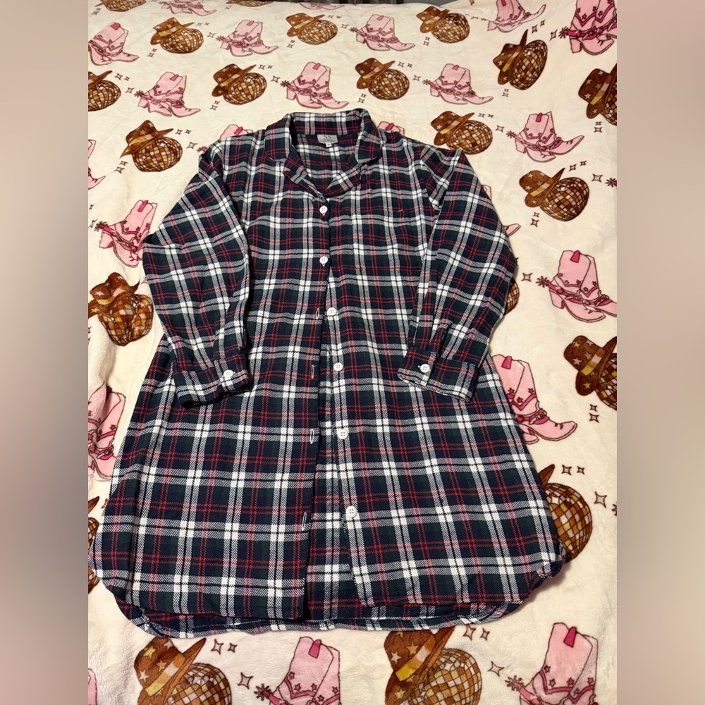 Plaid Button-Down Nightshirt